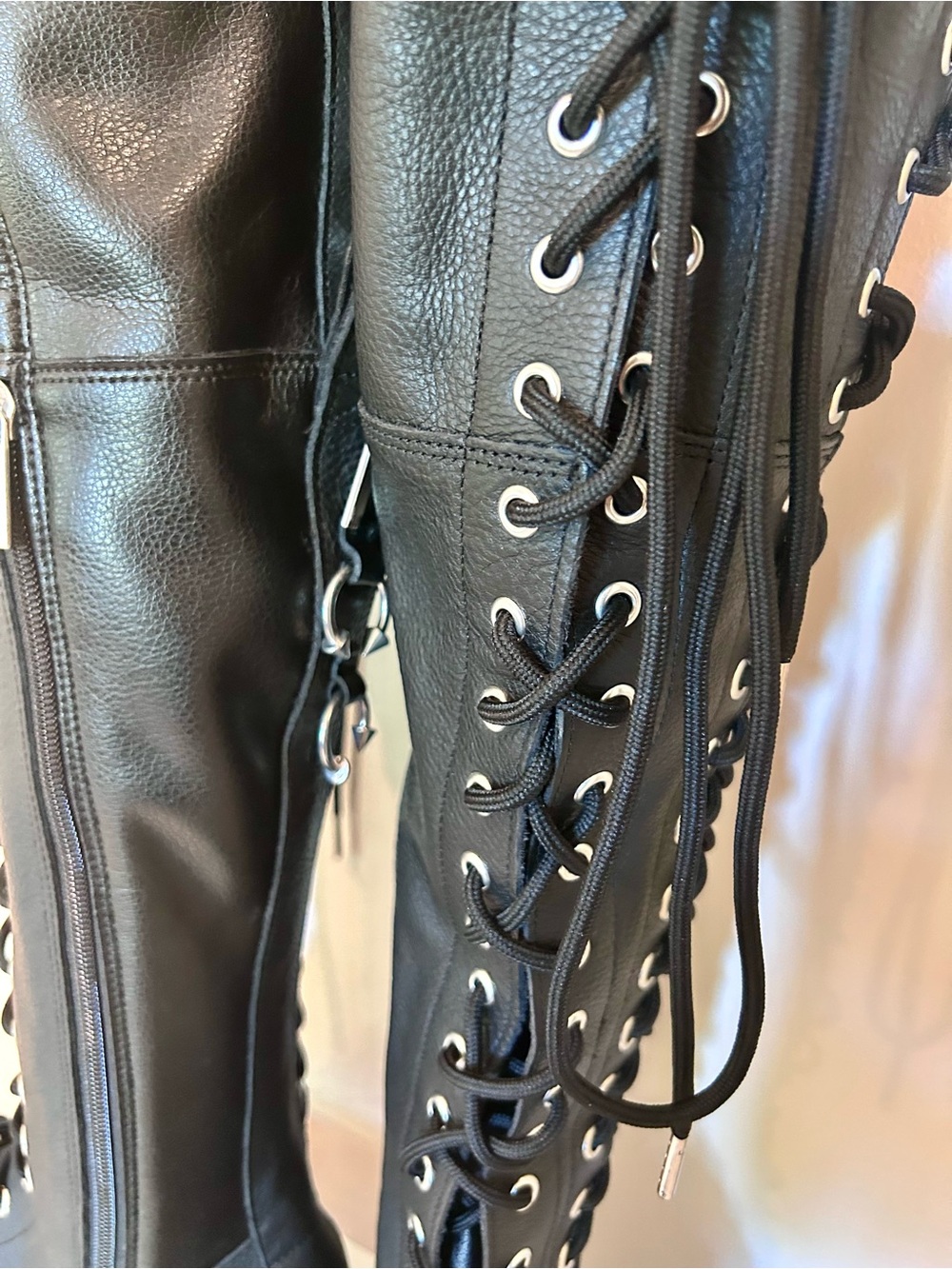 Dr. Martens Virginia Leather 28-Eye Extreme Black Knee High Boots Size 8 New - Picture 10 of 11